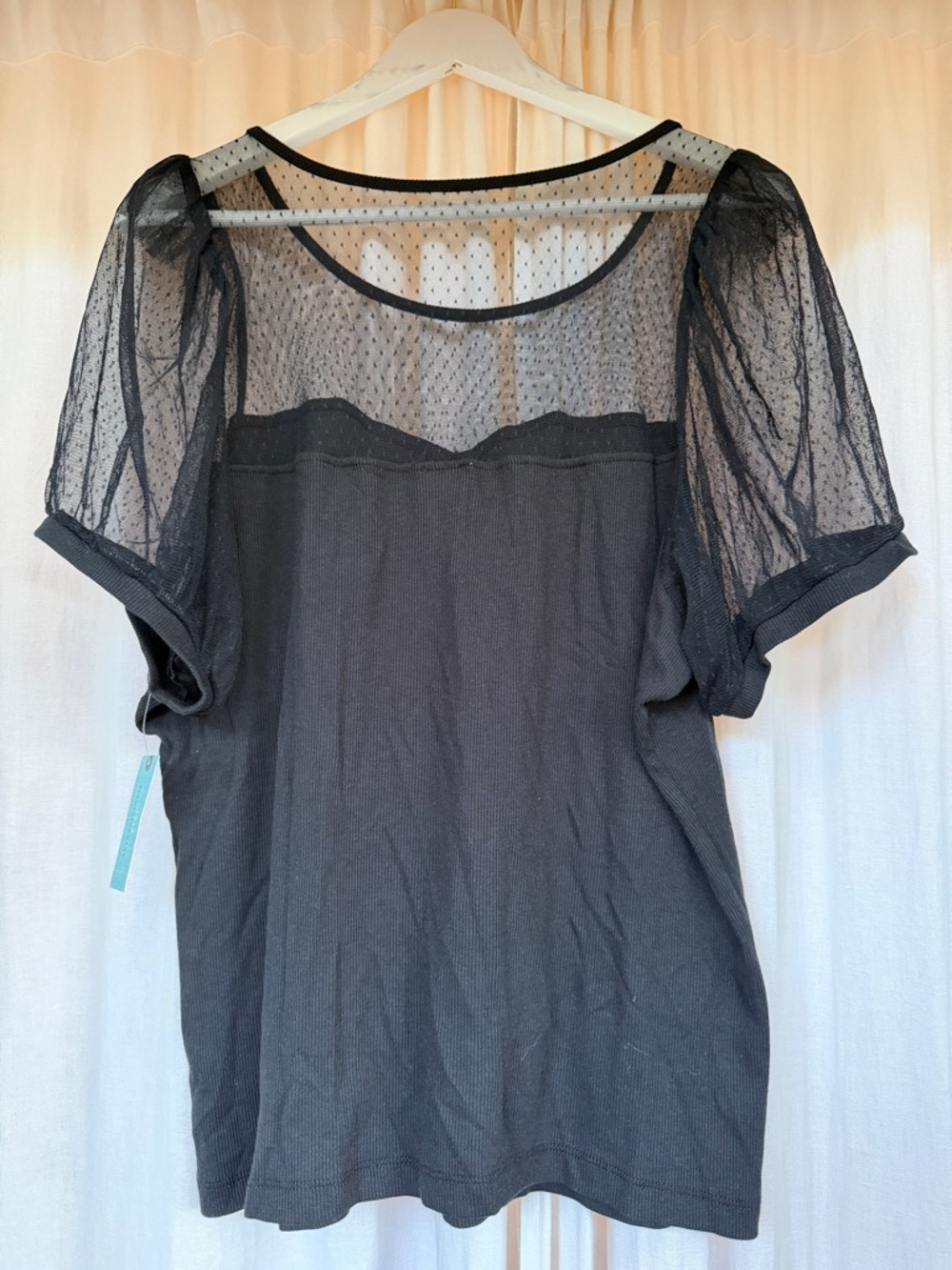 NWT MAEVE Sheer Yoke Sweetheart Black Knit Top sz 2X - Picture 4 of 8